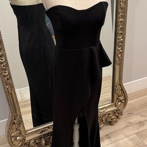 Lulu's Black Strapless Peplum Dress